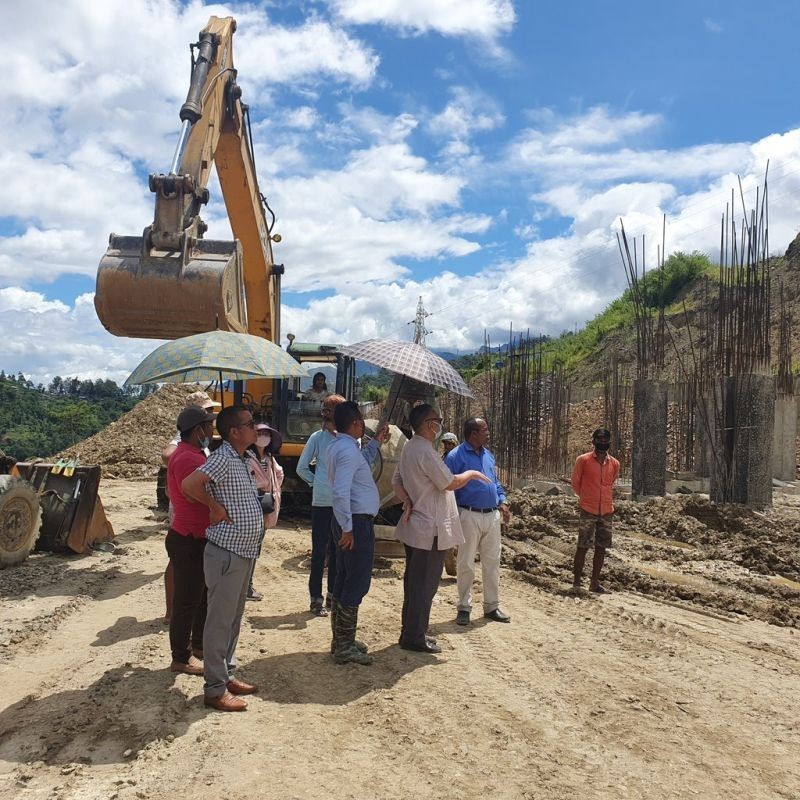 In this file photo taken August 26, 2020, Nagaland Health and Family Welfare Minister S Pangnyu Phom and others are seen inspecting the ongoing construction works of Nagaland Medical College at Phriebagei, Kohima. Nagaland is yet to have a medical college, though one is under construction and another at Mon was announced in September 2020. (Photo Courtesy: Morung File via @pangnyu / Twitter)